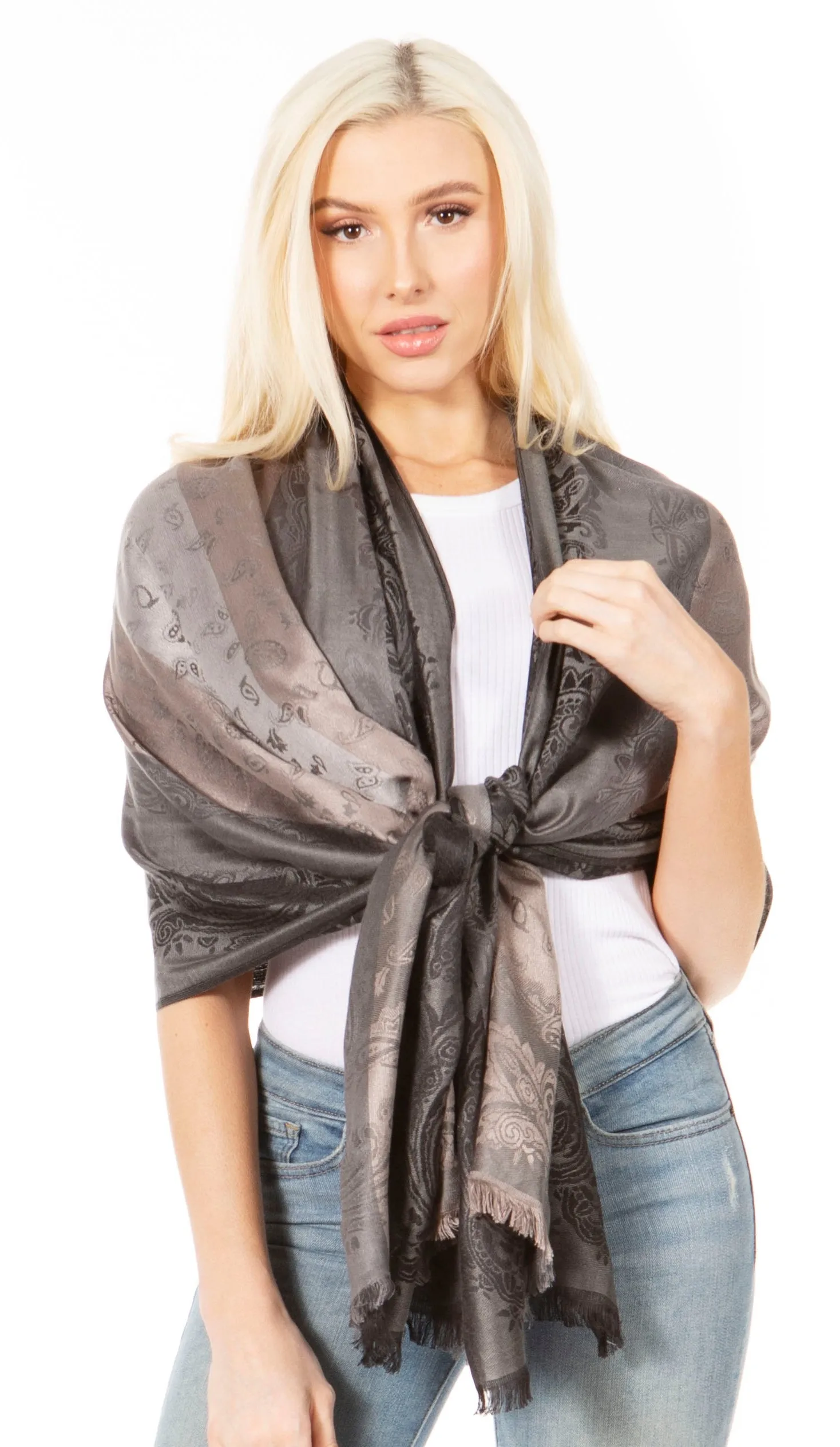 Sakkas Alessa Women's Silky Soft Reversible PaisleyPrint Pashmina Scarf Shawl Wrap