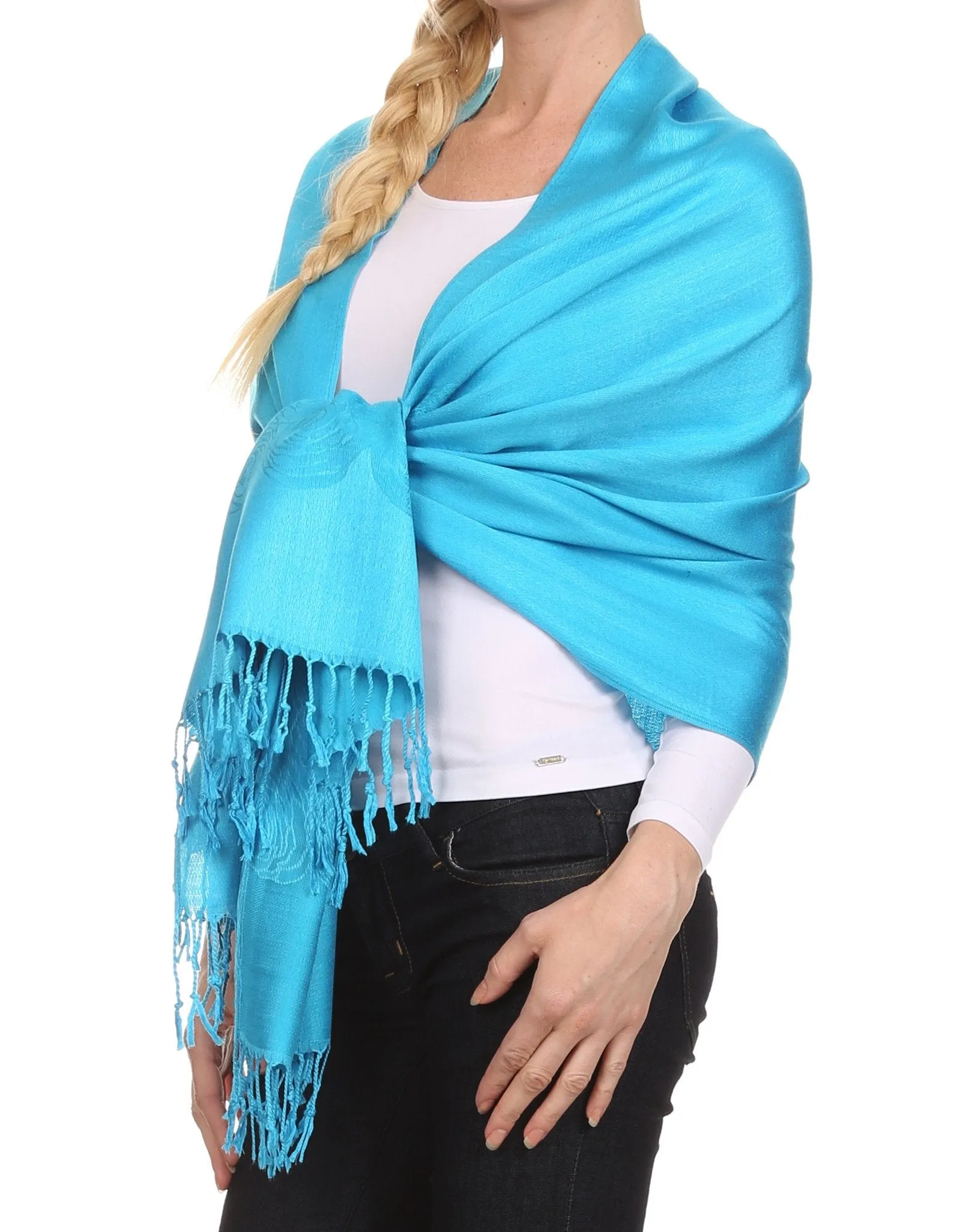 Sakkas Aubry dual colored ranunculus border soft Pashmina/ Shawl/ Wrap/ Stole