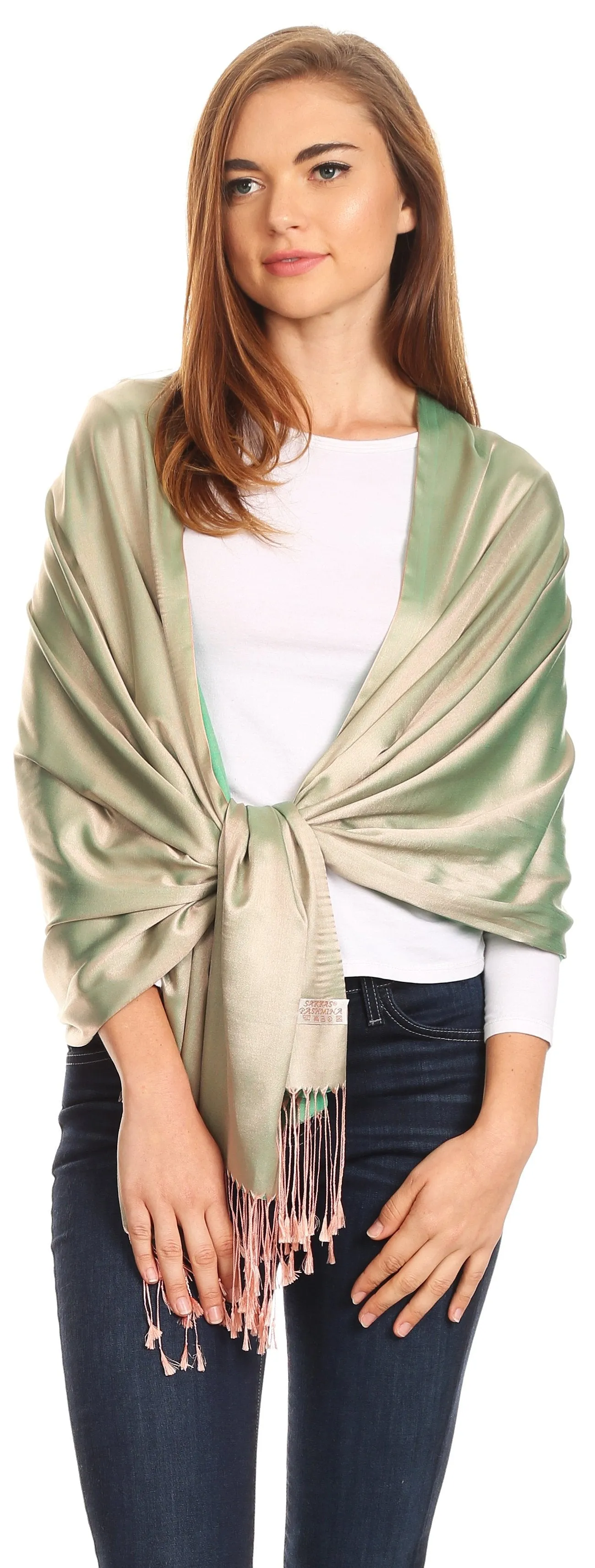 Sakkas Carine Reversible Soft Solid Slight Shimmer Pashmina/ Shawl/ Wrap/ Stole