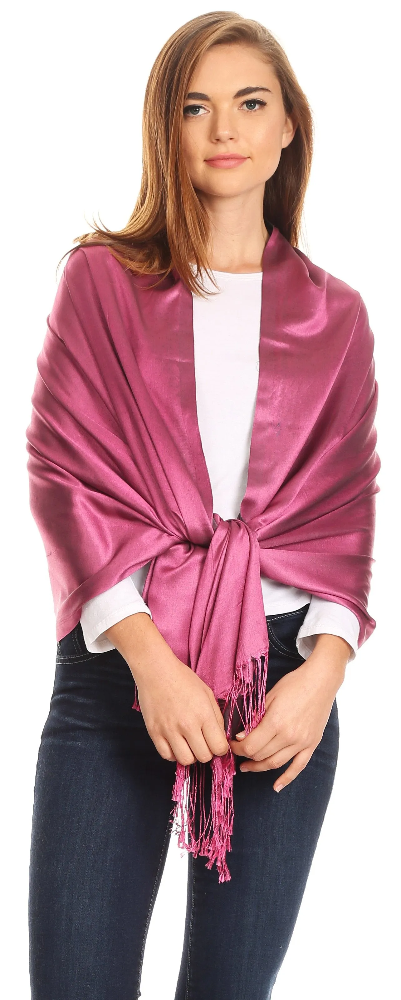 Sakkas Carine Reversible Soft Solid Slight Shimmer Pashmina/ Shawl/ Wrap/ Stole