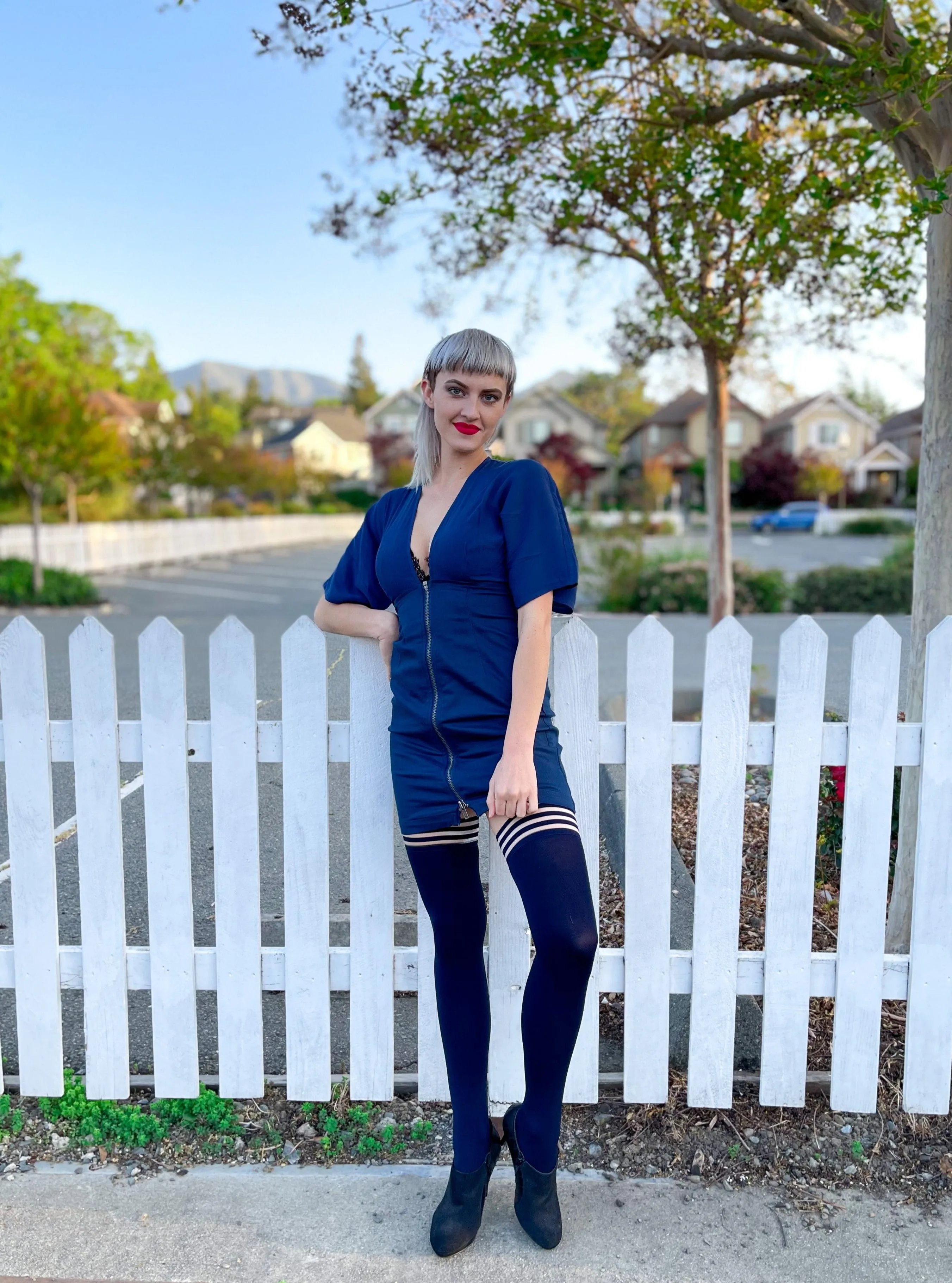 Selma: Navy, An Understated Elegance. Petite to Plus Size Thigh Highs