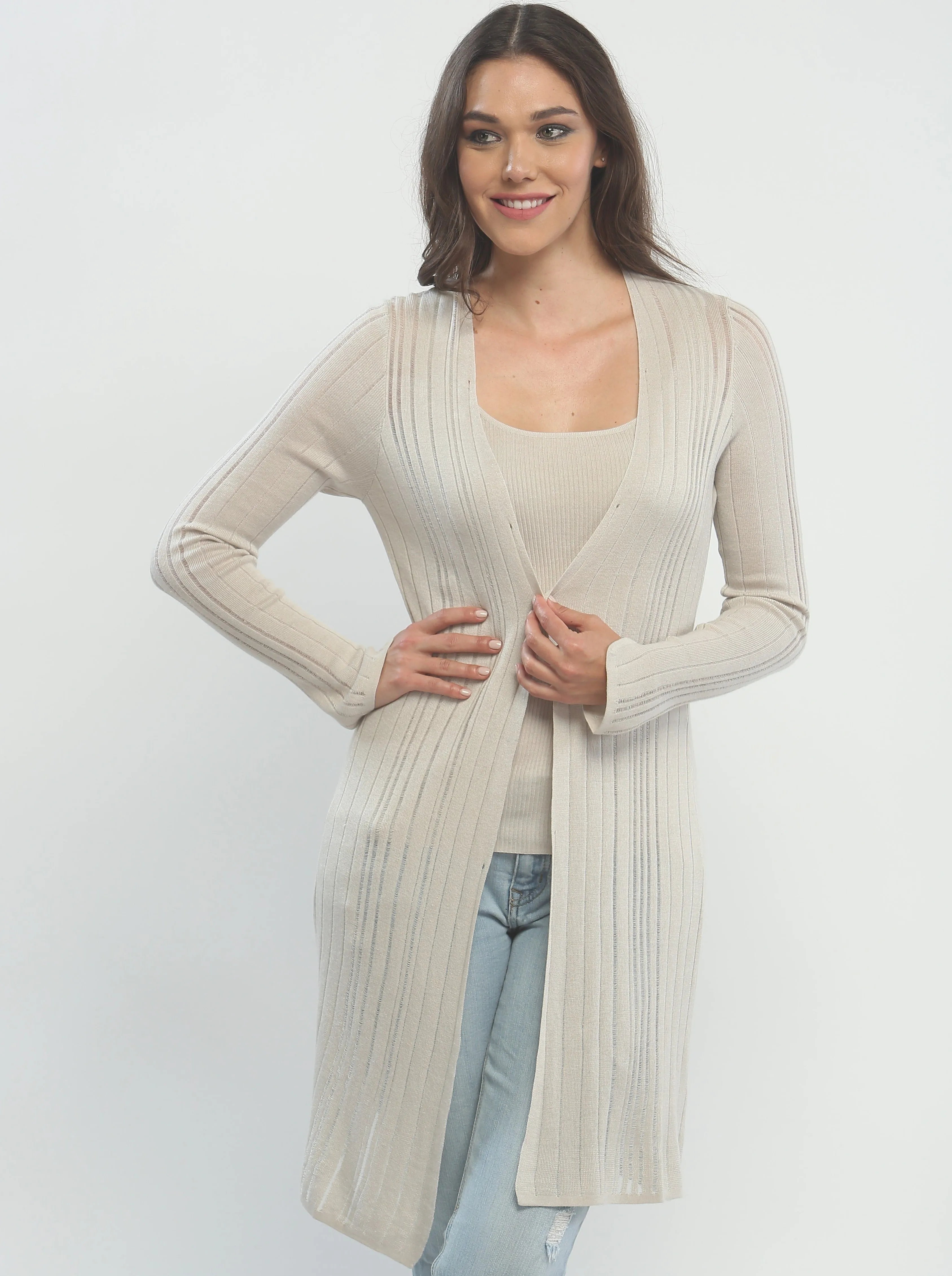 Semi Sheer Striped Duster