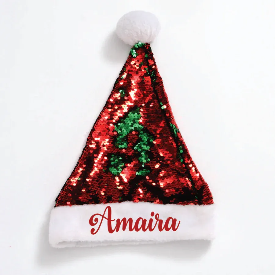 Sequins Santa Caps - Green and Red