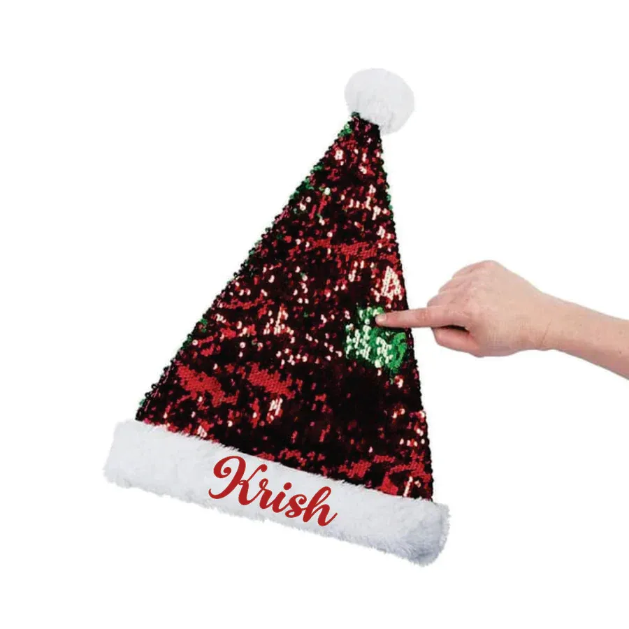 Sequins Santa Caps - Green and Red