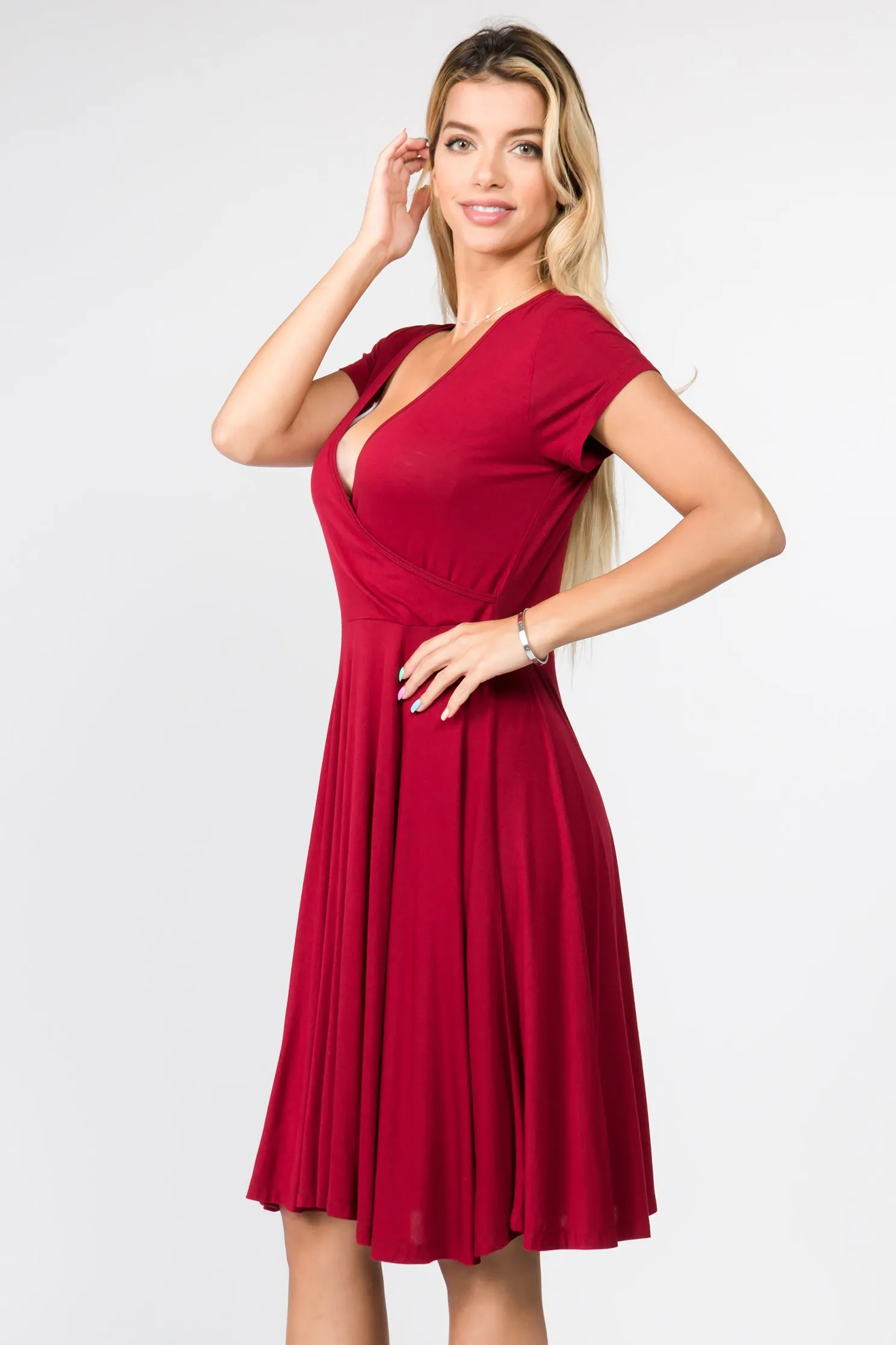 Sexy Surplice Faux Wrap V-Neck Dress