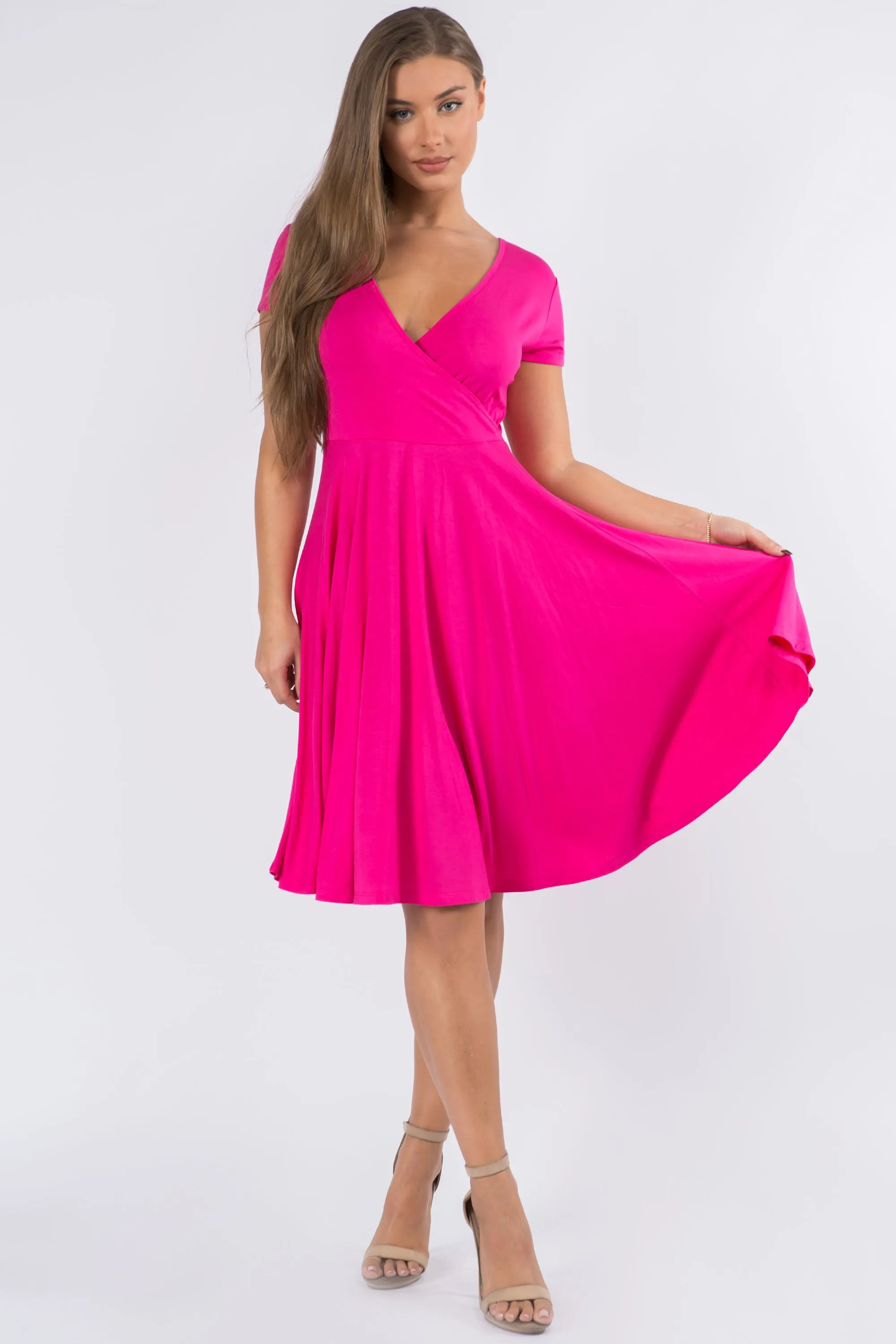 Sexy Surplice Faux Wrap V-Neck Dress