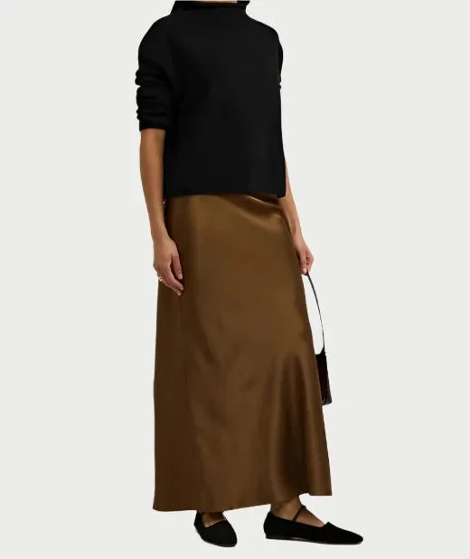 Silk Column Maxi Skirt