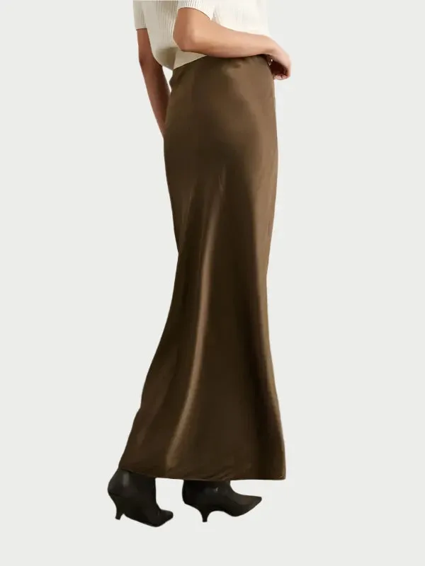 Silk Column Maxi Skirt