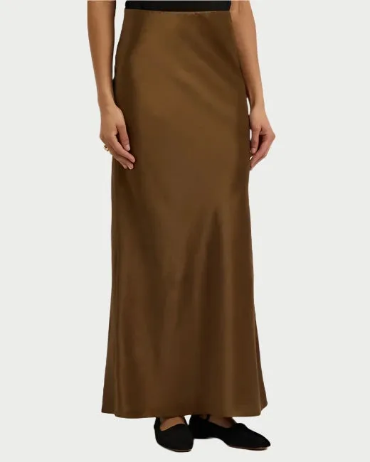 Silk Column Maxi Skirt