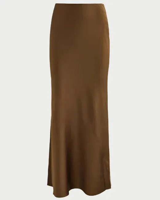 Silk Column Maxi Skirt