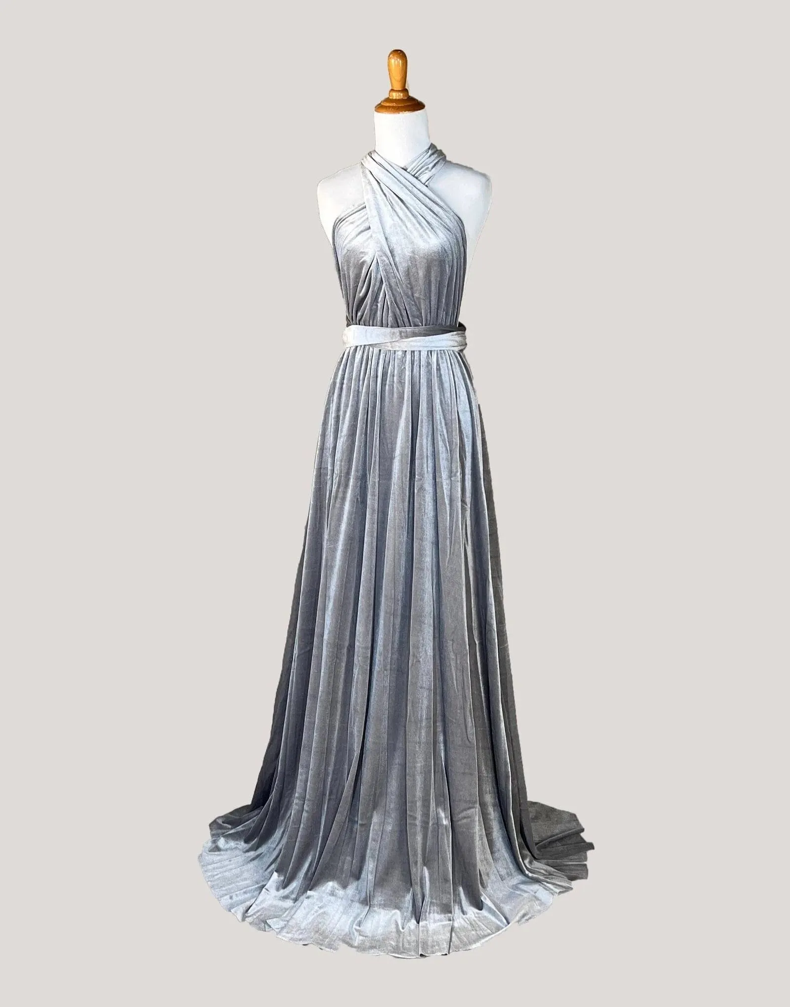 Sliver Grey Velvet Infinity Dress/ Wrap Convertible Bridesmaid Dress,KS2