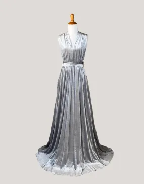 Sliver Grey Velvet Infinity Dress/ Wrap Convertible Bridesmaid Dress,KS2