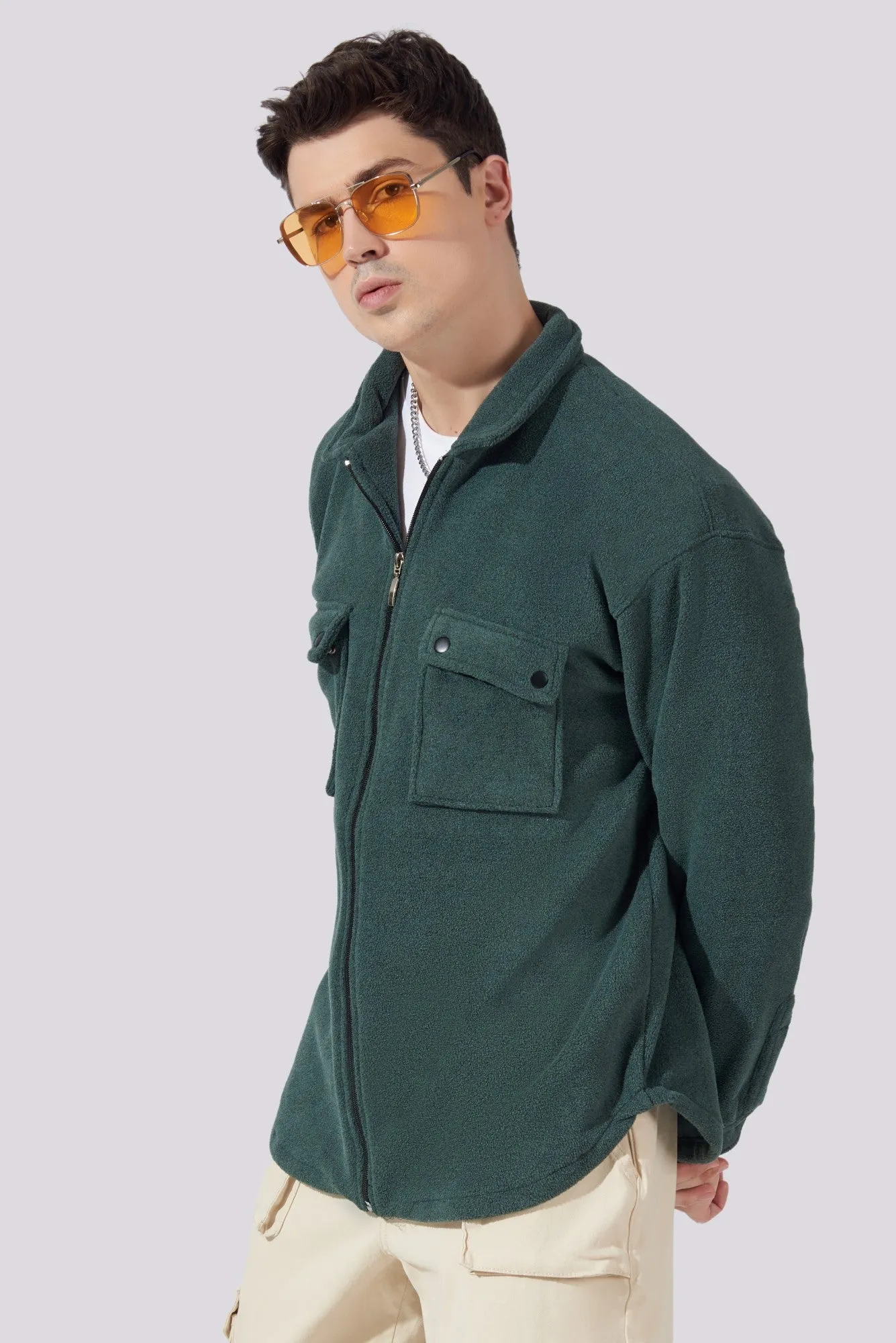 Solid Pocket Green Shacket