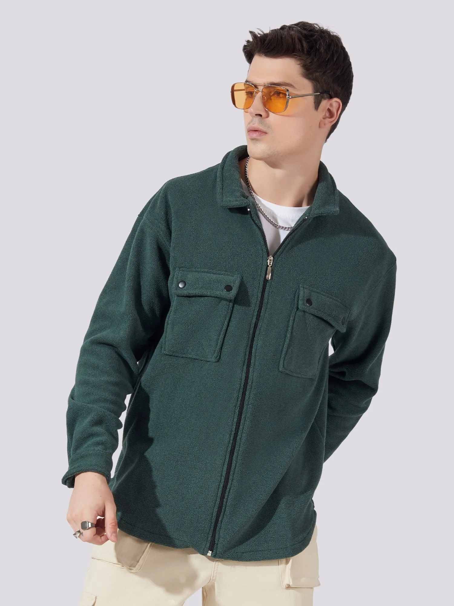 Solid Pocket Green Shacket