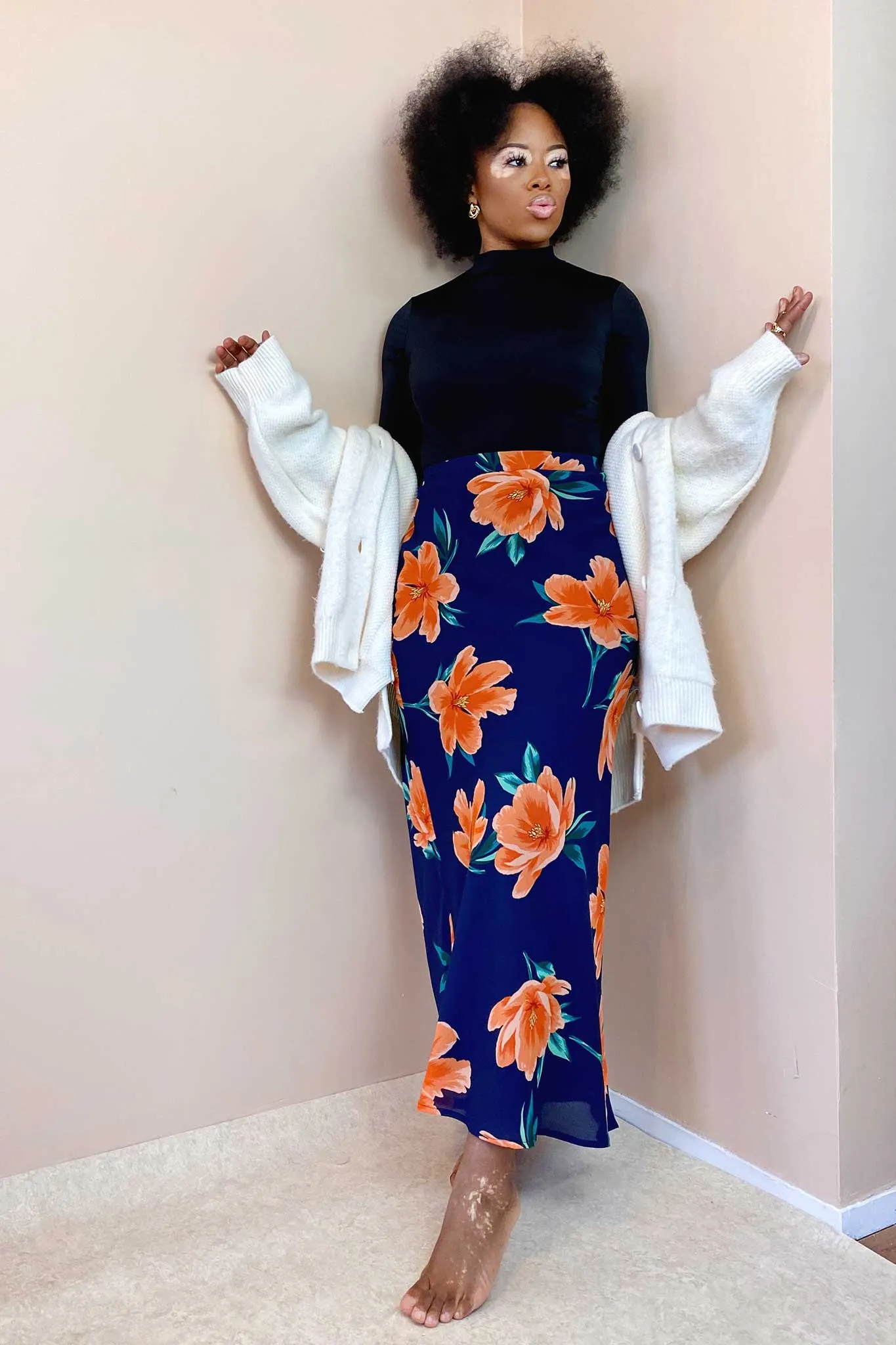 Sophie Skirt in Orange on Navy Tulip