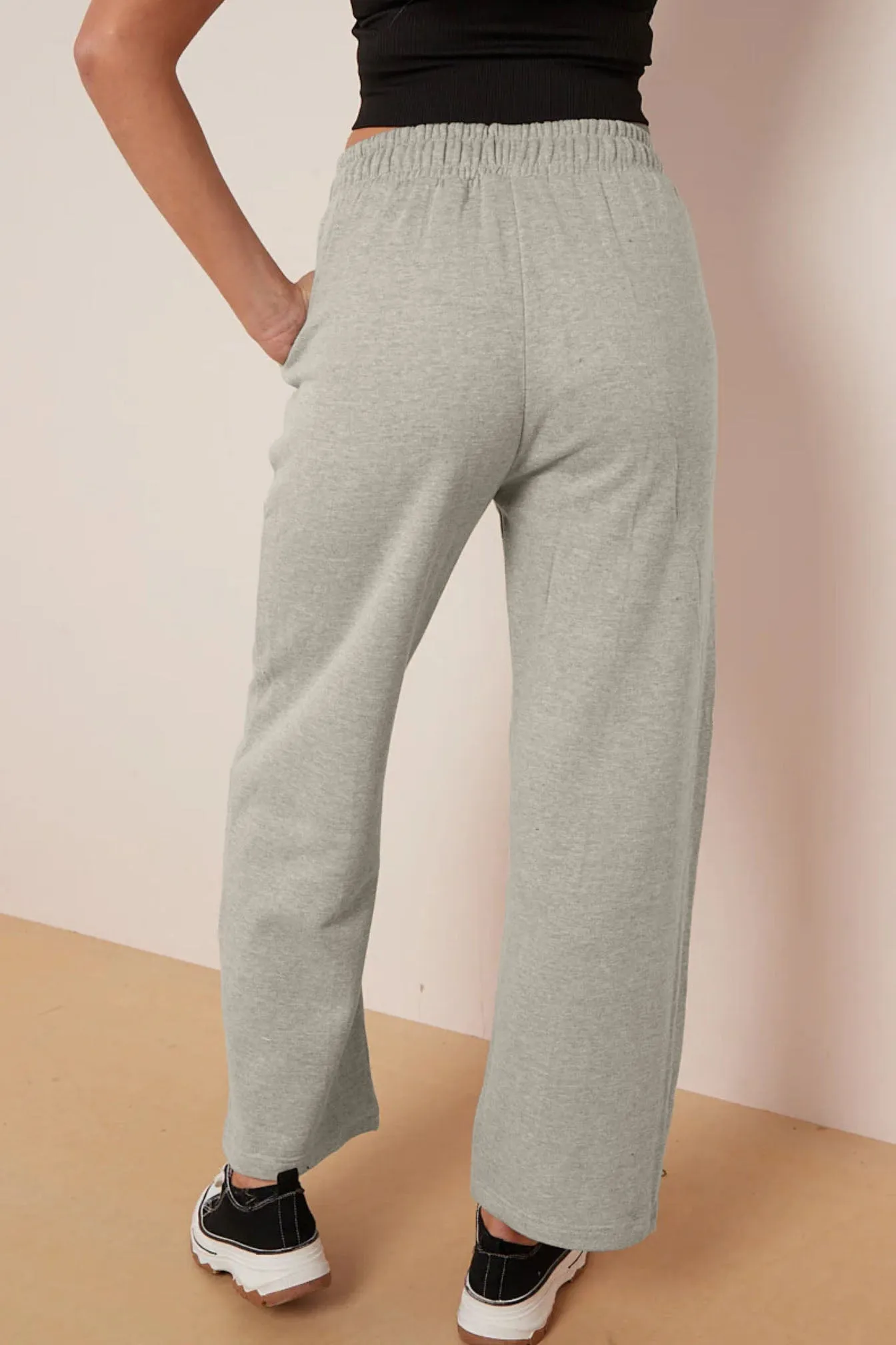 Straight Fleece Trousers (Mélange White)