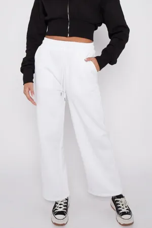 Straight Fleece Trousers (White)