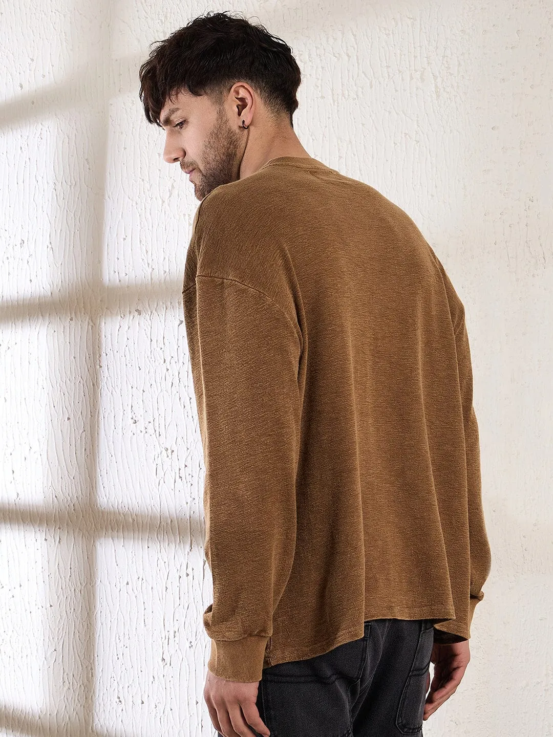 Tan Slubbed Heavy Jersey Henley