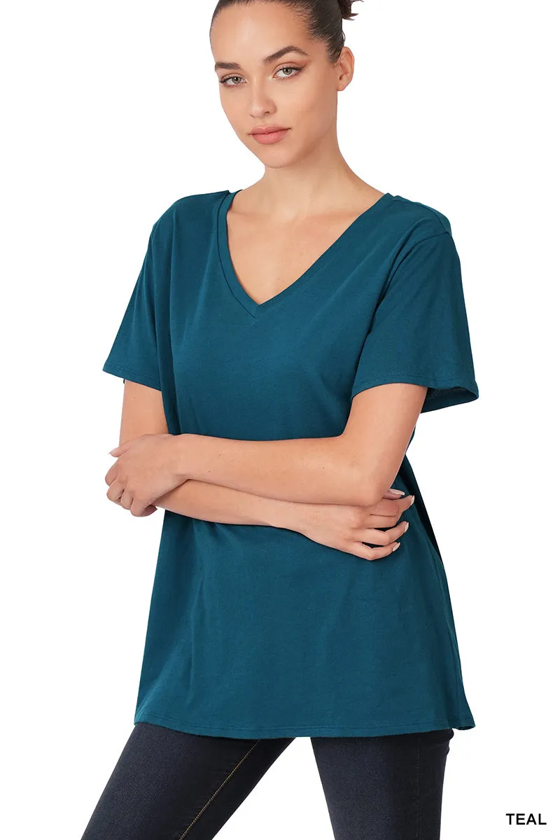 Teal Better Than Basic Boyfriend Tee V-Neck