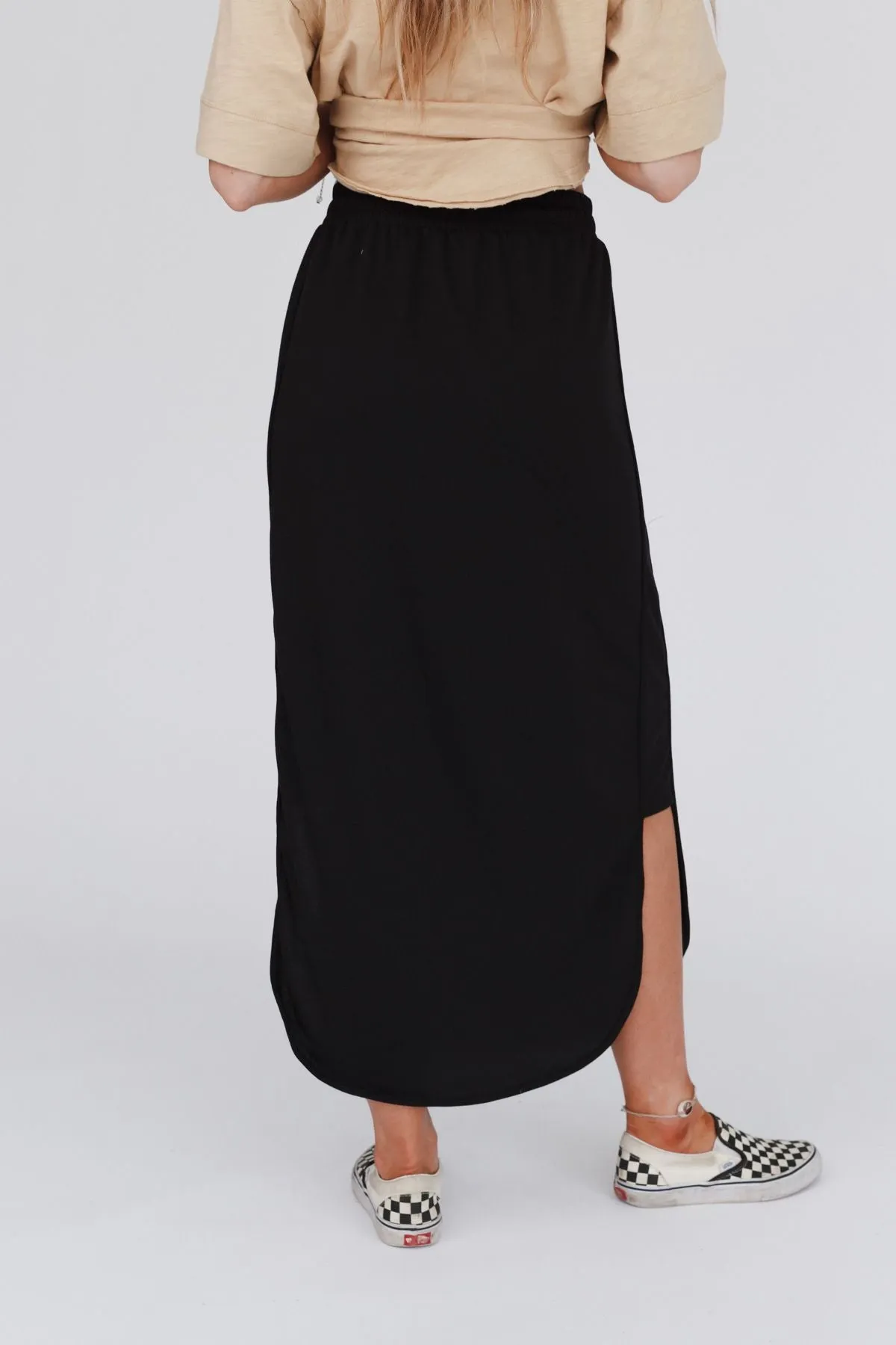 The Nest So Comfy Drawstring Maxi Skirt - Black