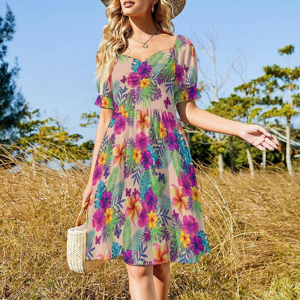 Tropical Floral Women's Sweetheart Dress