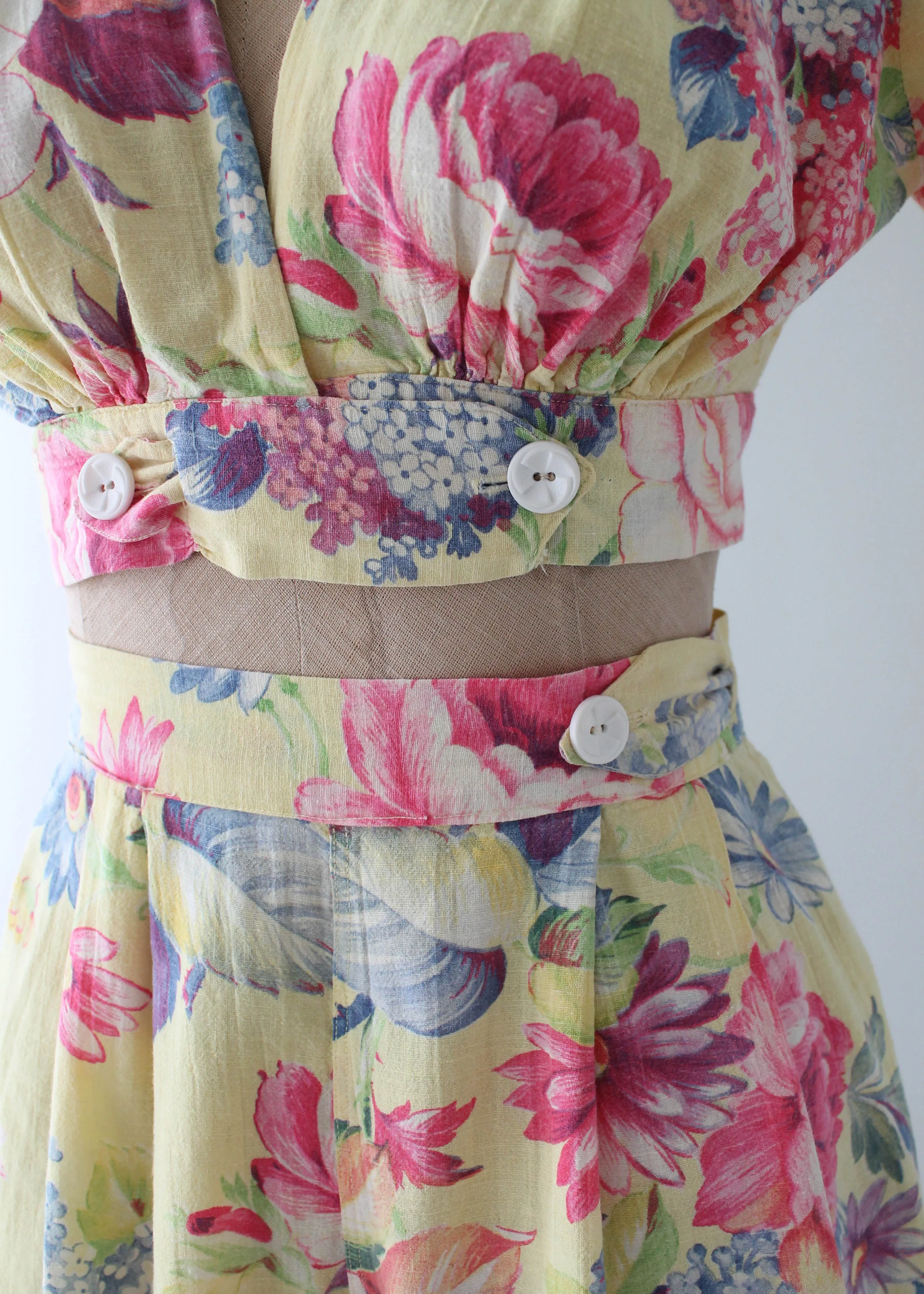 Vintage 1940s Yellow Floral Two Piece Playsuit