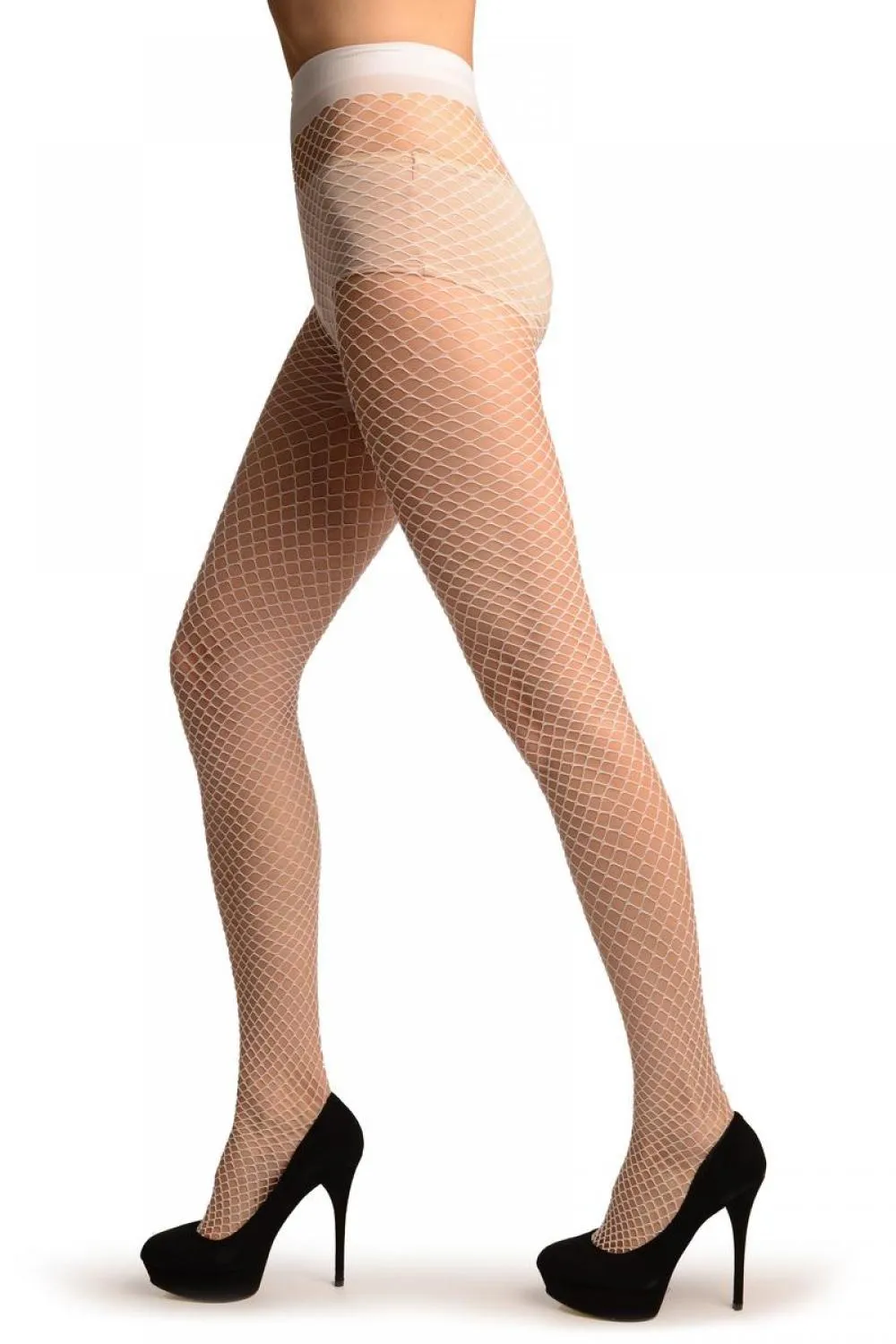 White Medium Mesh Luxury Fishnet Tights