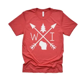 Wisconsin Arrows T-Shirt - Heather Red - ready to ship