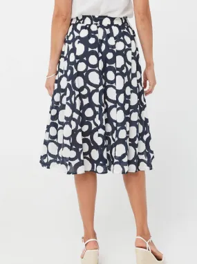 Woman Mid-Calf Skirt Print Skirt Dahlia Skirt - Blue Print