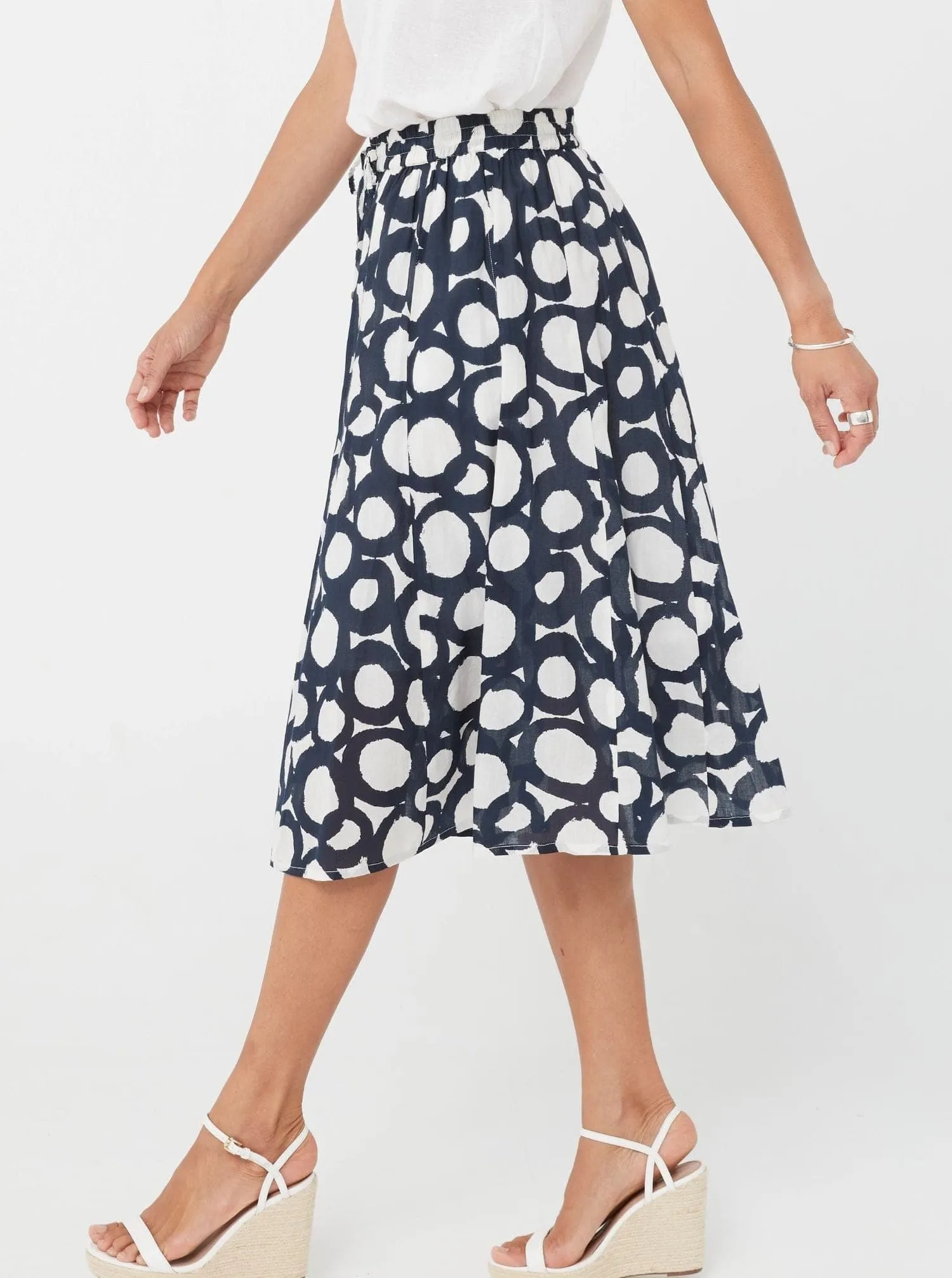 Woman Mid-Calf Skirt Print Skirt Dahlia Skirt - Blue Print