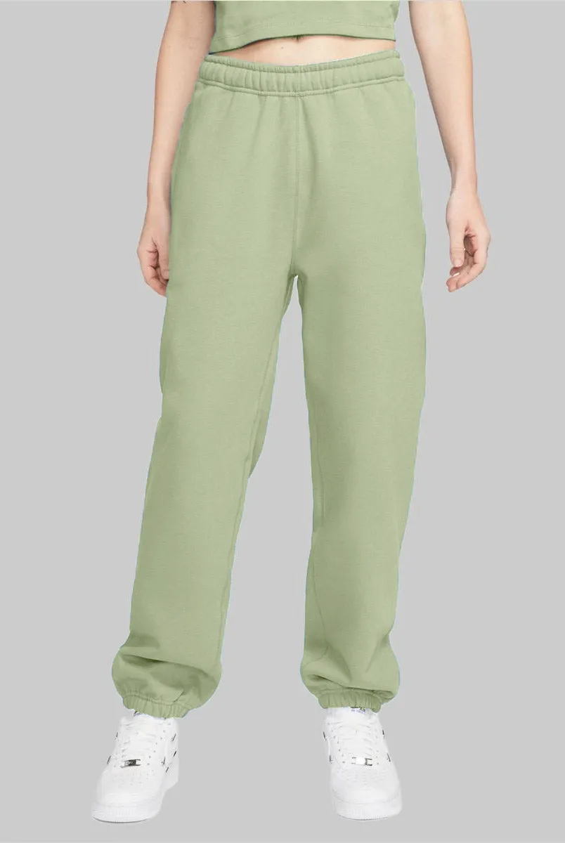 Women's Fleece Pants Elastic bottom (Tea Green)