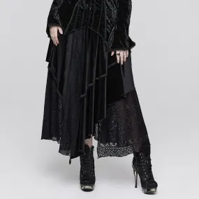 Women's Plus Size Gothic Layered Lace Splice Velvet Skirt