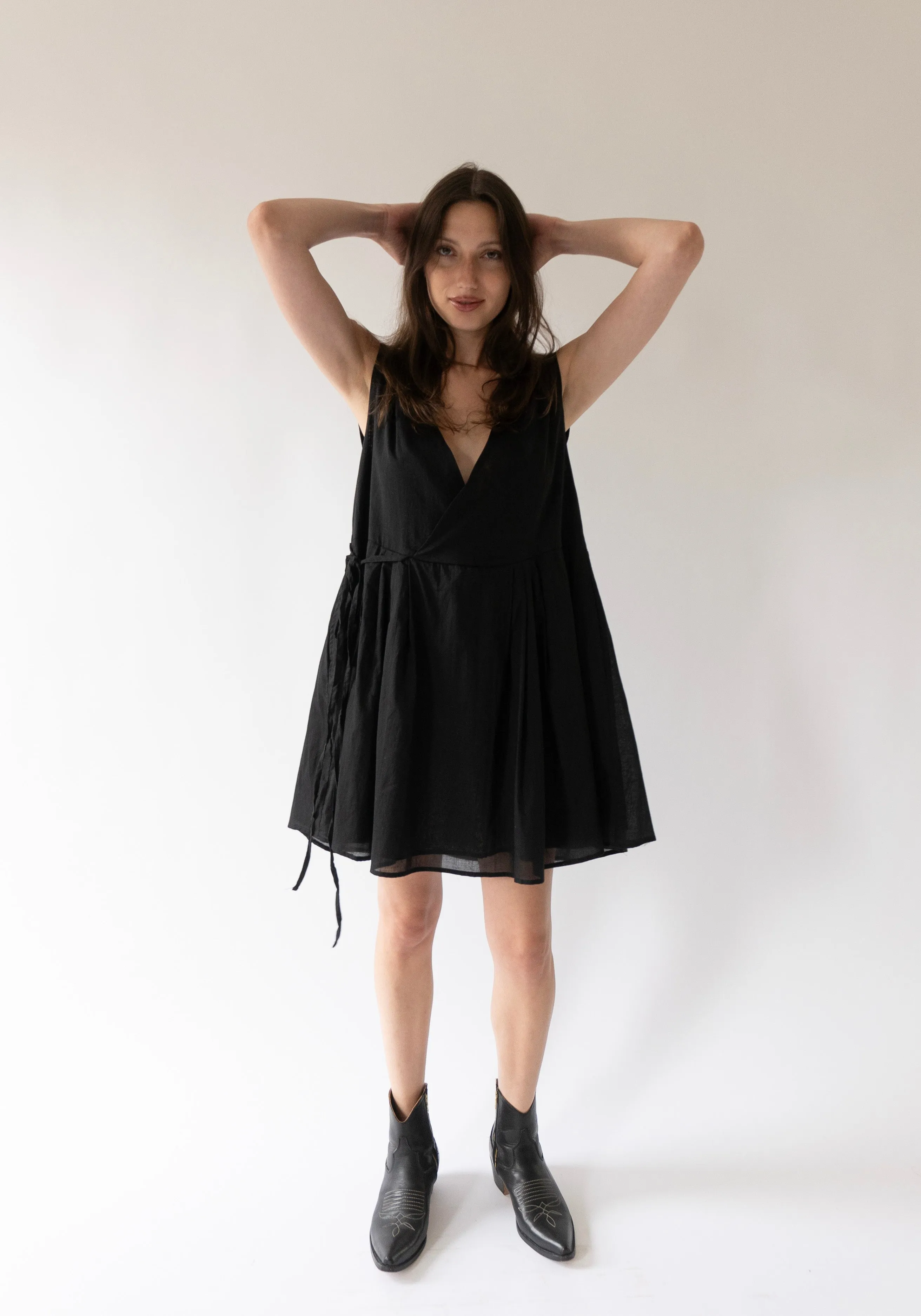 Wrap Tie Dress in Black